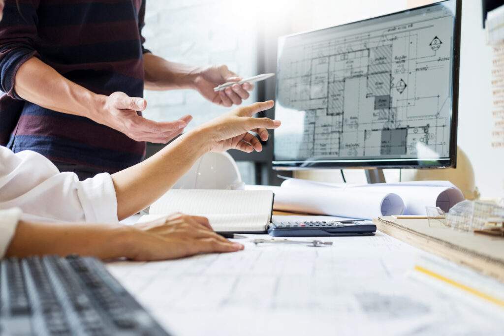 professional architect designer structural engineer team colleag